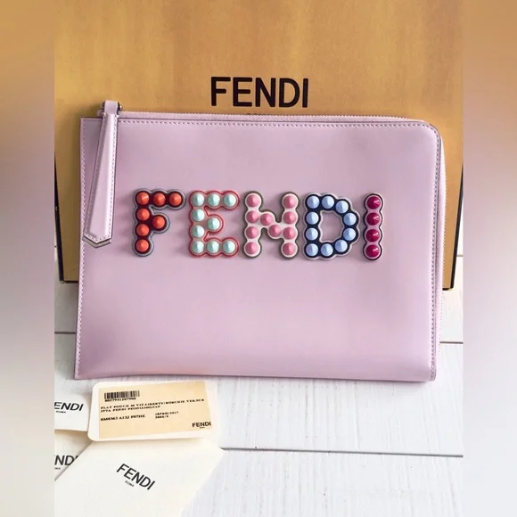 New Fendi Pink Clutch w Tags & Box - Picture 1 of 12